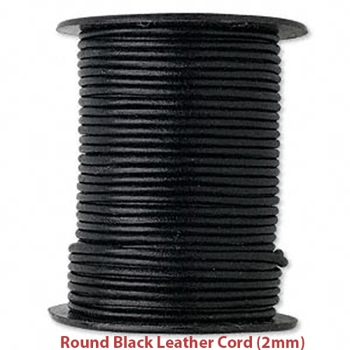  
Cord Material: 2mm round black leather cord